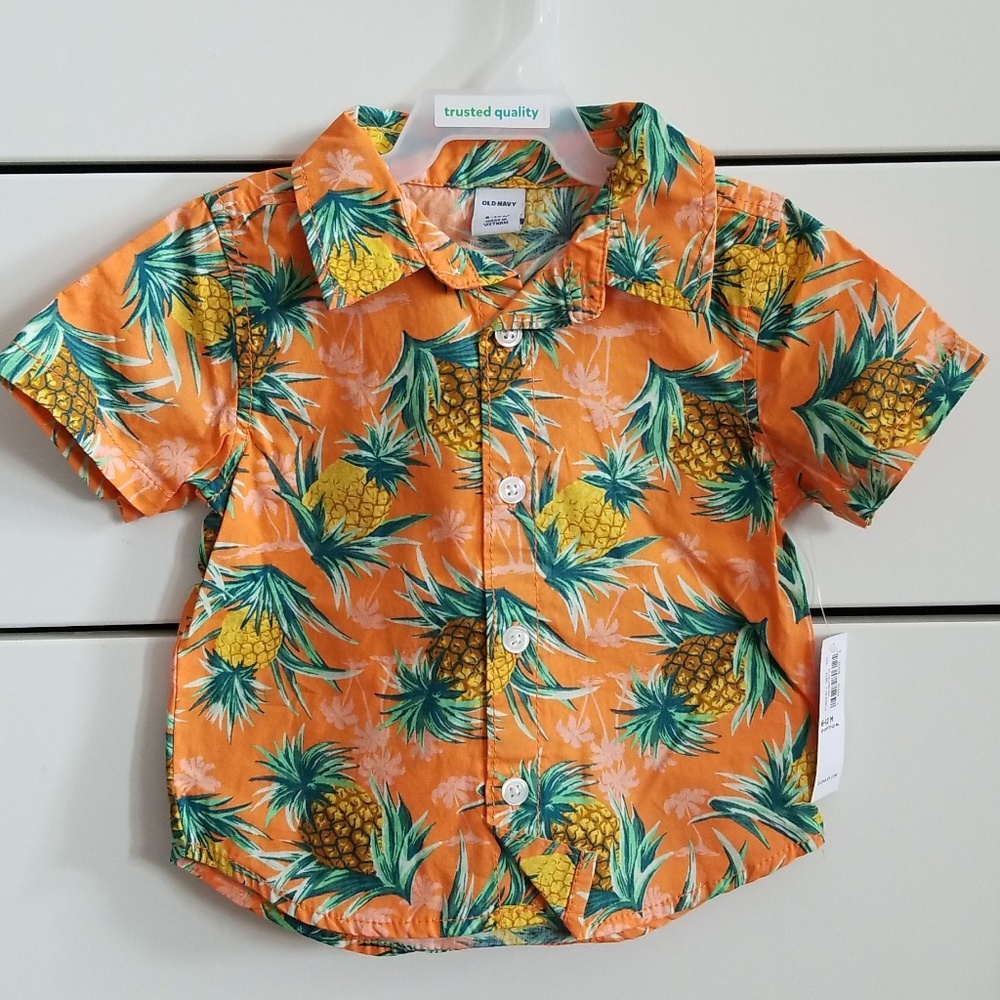 Built-In Flex Pineapple Print Shirt